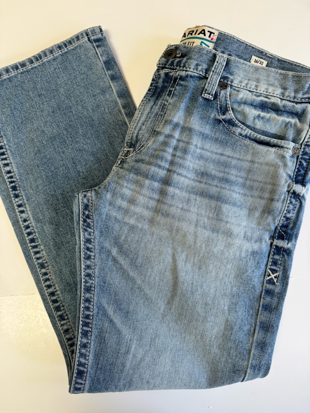 NWOT! Ariat M7 Mens Slim Fit  Straight Leg Jeans 36x32 Work Stretch Denim Blue